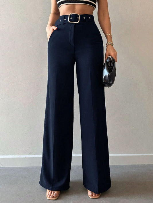 Navy Blue Formal Wide Leg Pants