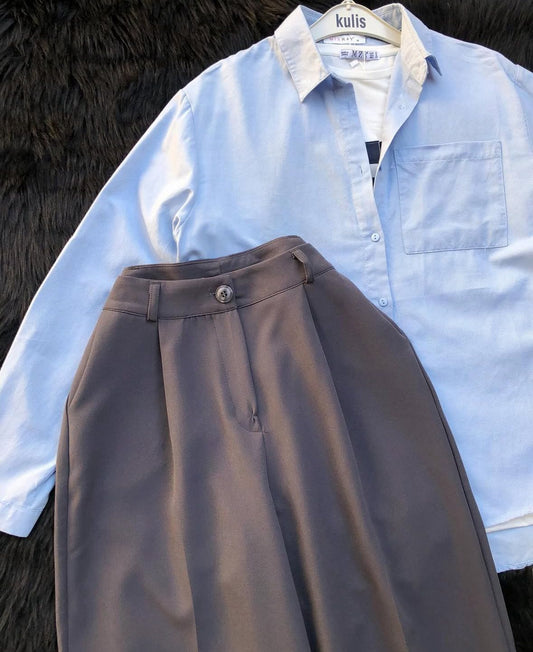 Button Down Shirt With Inner & Formal Wide Leg Pants