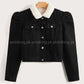 black collar furr denim jacket