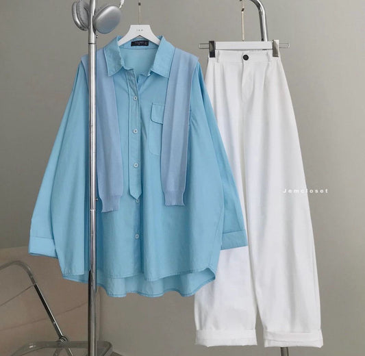 Button Down Shirt With Wide Leg Jeans