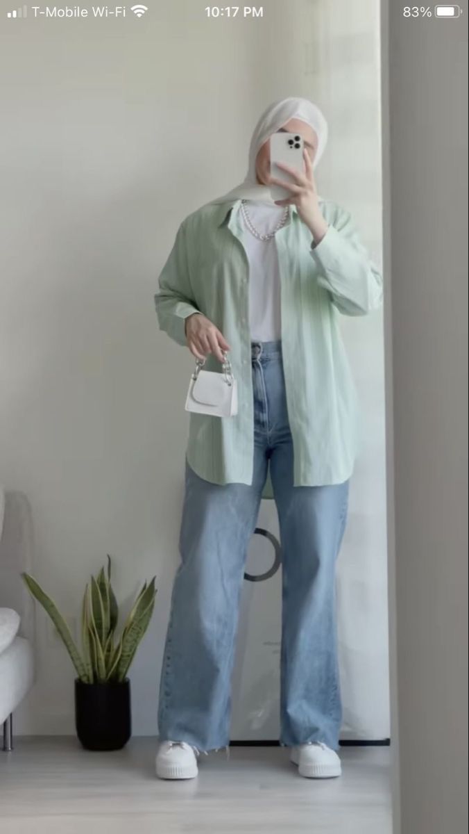 Button Down Shirt With Wide Leg Jeans