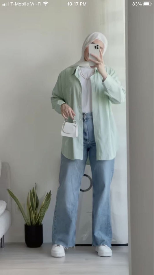 Button Down Shirt With Wide Leg Jeans