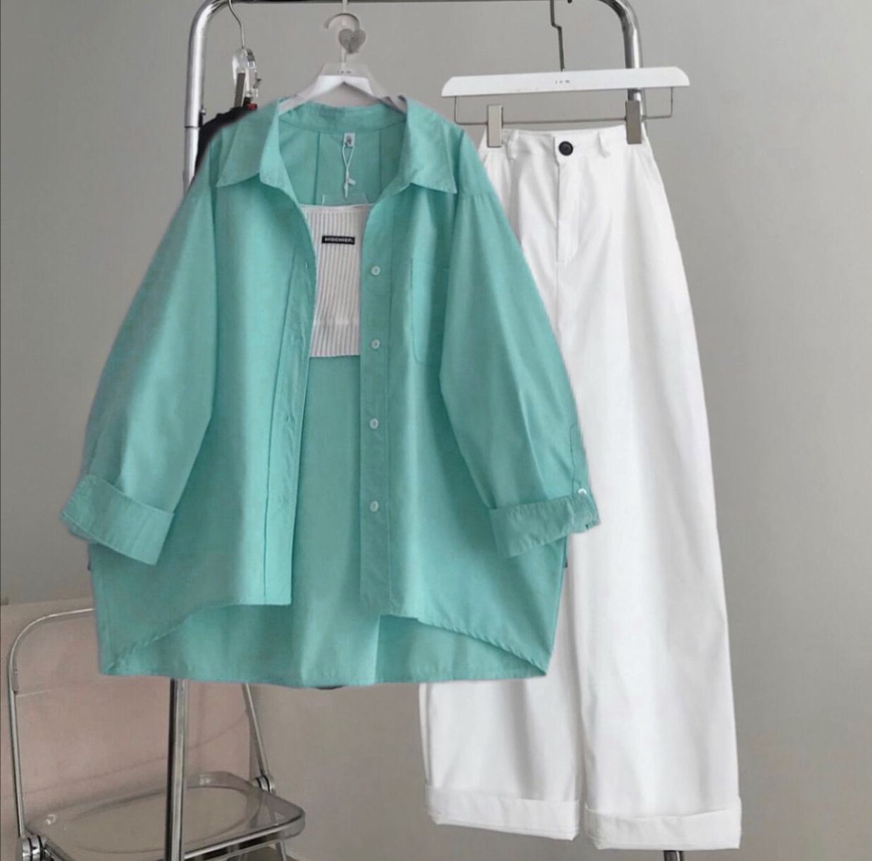 Button Down Shirt With Wide Leg Jeans