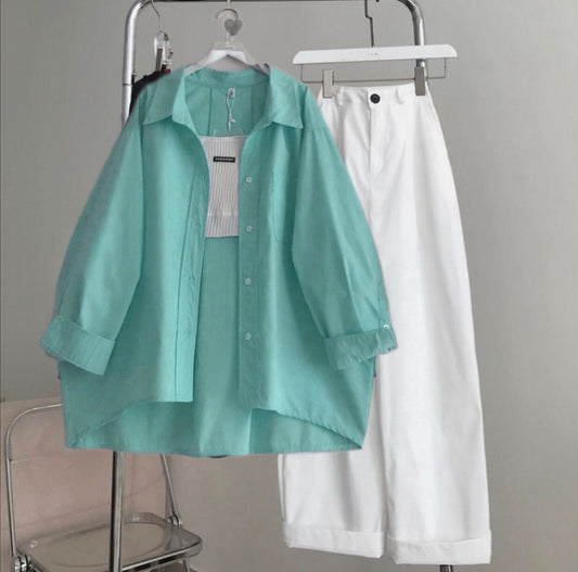 Button Down Shirt With Wide Leg Jeans