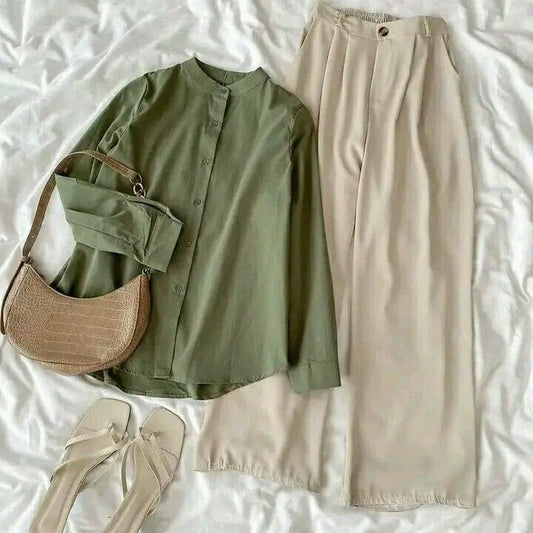 Button Down Shirt With Wide Leg Jeans