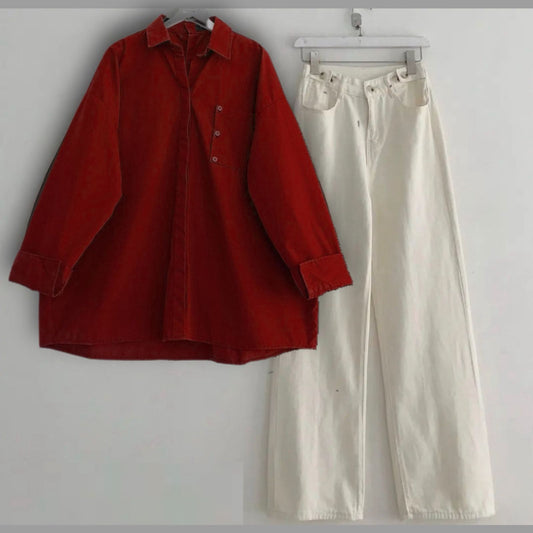 Button Down Shirt With Wide Leg Jeans