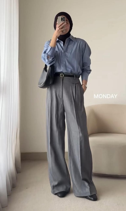Button Down Shirt With Formal Wide Leg Pants