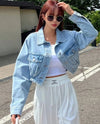 Sky Blue Crop Denim Jacket
