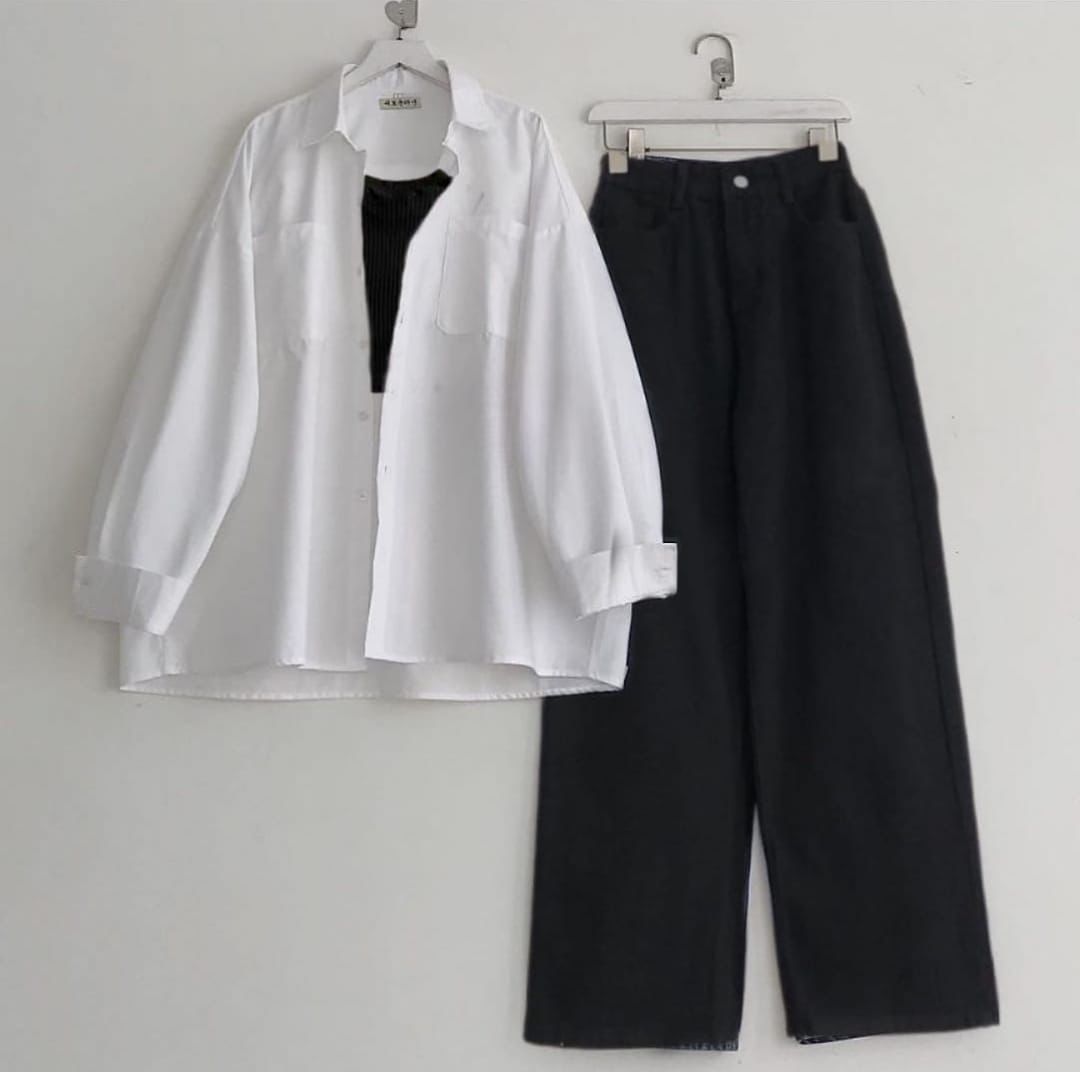 Button Down Shirt With Wide Leg Jeans