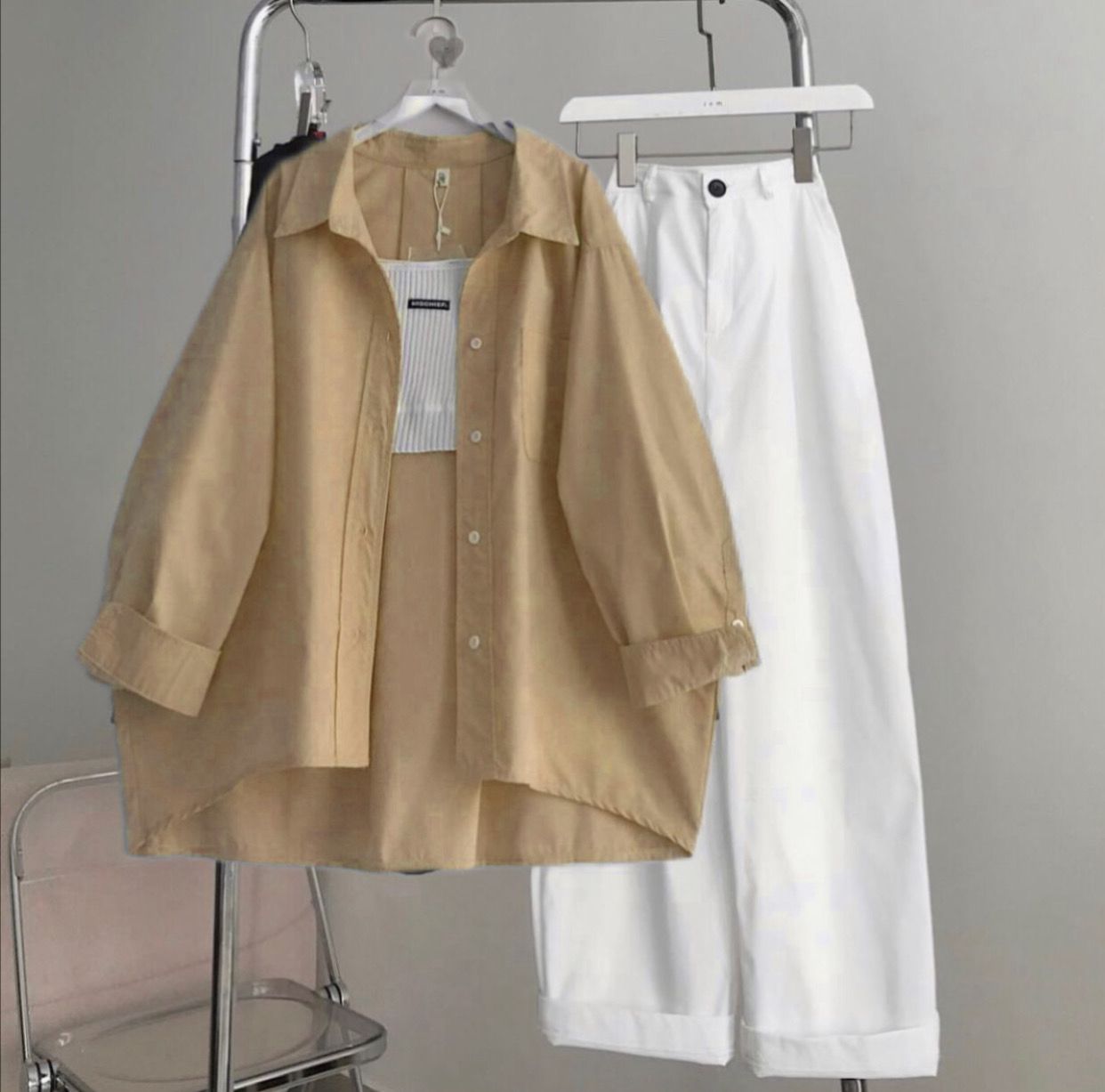 Button Down Shirt With Wide Leg Jeans