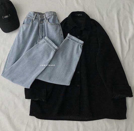 Button Down Shirt With Wide Leg Jeans