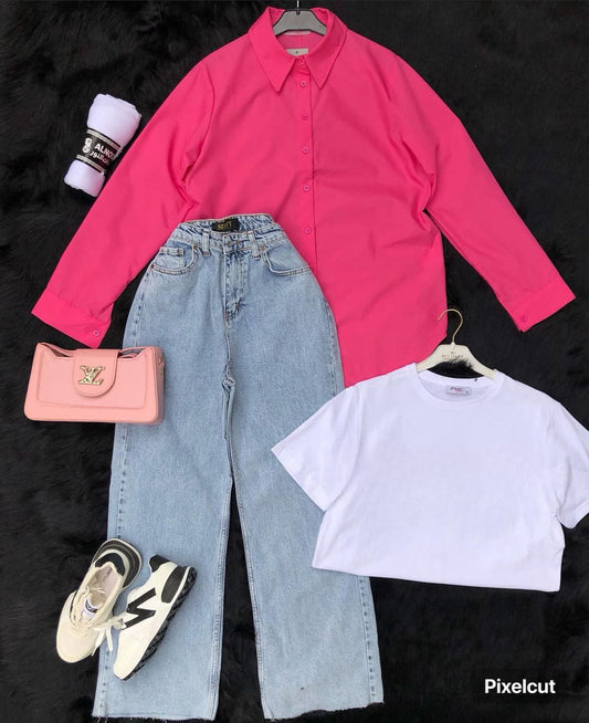 Button Down Shirt With Wide Leg Jeans