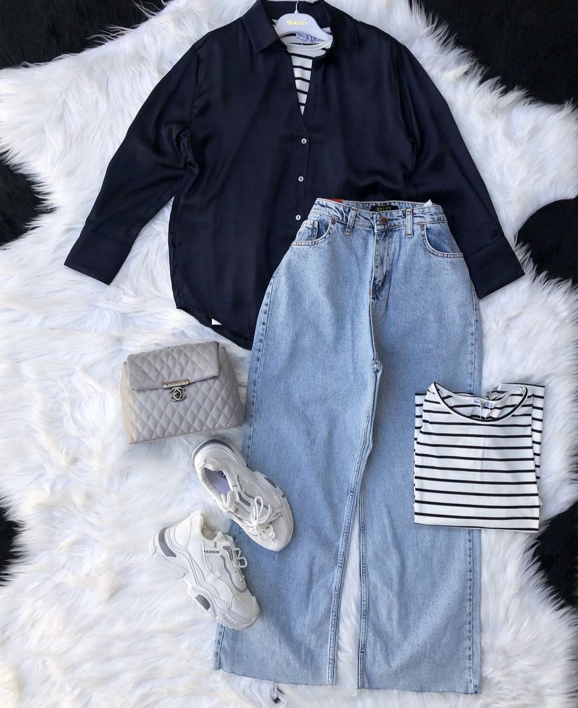 Button Down Shirt With Wide Leg Jeans