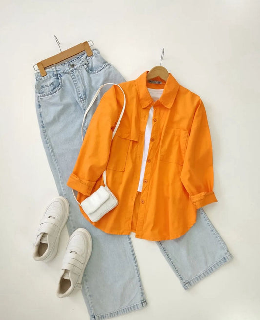 Button Down Shirt With Wide Leg Jeans