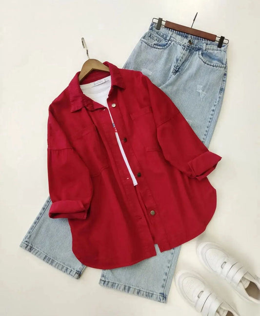 Button Down Shirt With Wide Leg Jeans