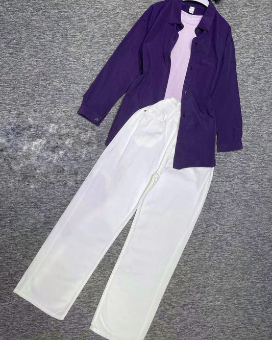 Button Down Shirt With Wide Leg Jeans