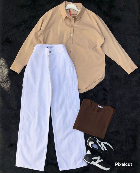 Button Down Shirt With Wide Leg Jeans
