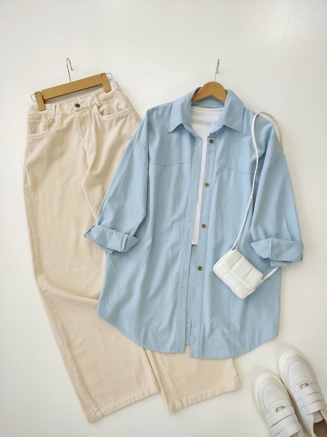 Button Down Shirt With Wide Leg Jeans