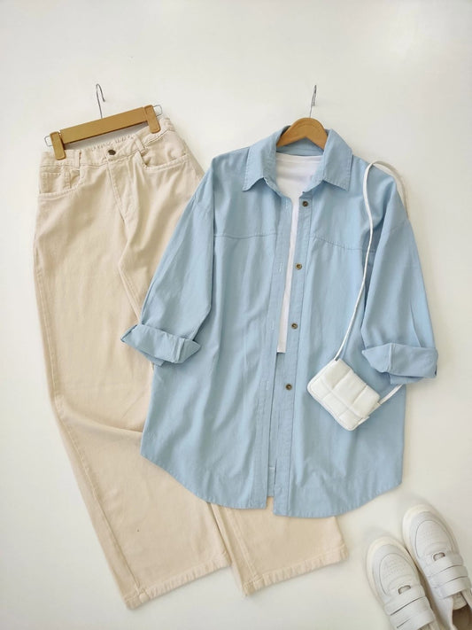 Button Down Shirt With Wide Leg Jeans