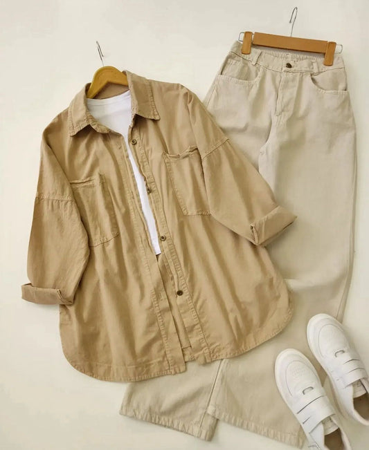 Button Down Shirt With Wide Leg Jeans