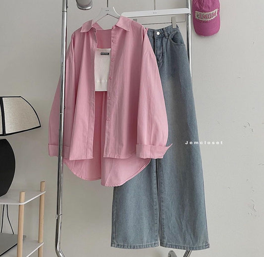 Button Down Shirt With Wide Leg Jeans