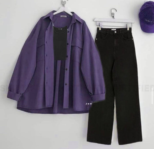 Button Down Shirt With Wide Leg Jeans