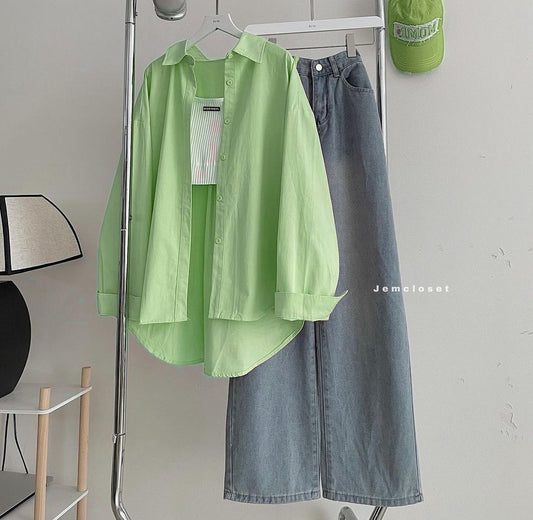 Button Down Shirt With Wide Leg Jeans
