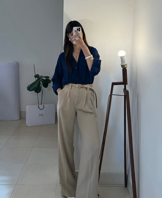 Button Down Shirt With Inner & Formal Wide Leg Pants