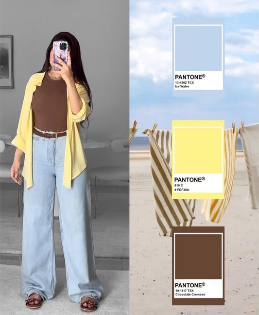 Button Down Shirt With Inner & Formal Wide Leg Pants
