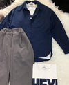 Button Down Shirt With Inner & Formal Wide Leg Pants