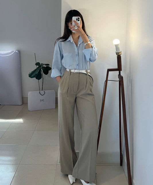 Button Down Shirt With Inner & Formal Wide Leg Pants