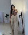 Button Down Shirt With Inner & Formal Wide Leg Pants