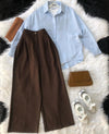Button Down Shirt With Inner & Formal Wide Leg Pants