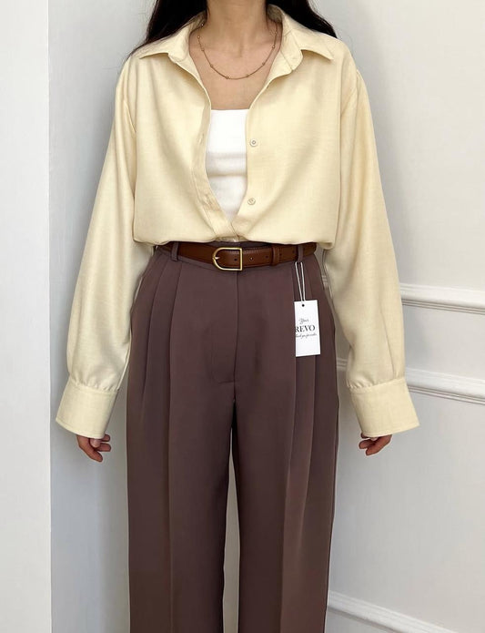 Button Down Shirt With Inner & Formal Wide Leg Pants