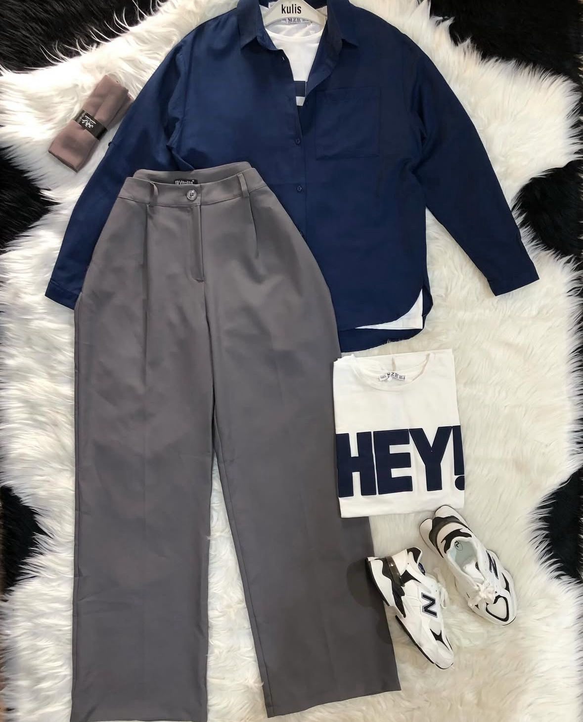 Button Down Shirt With Inner & Formal Wide Leg Pants