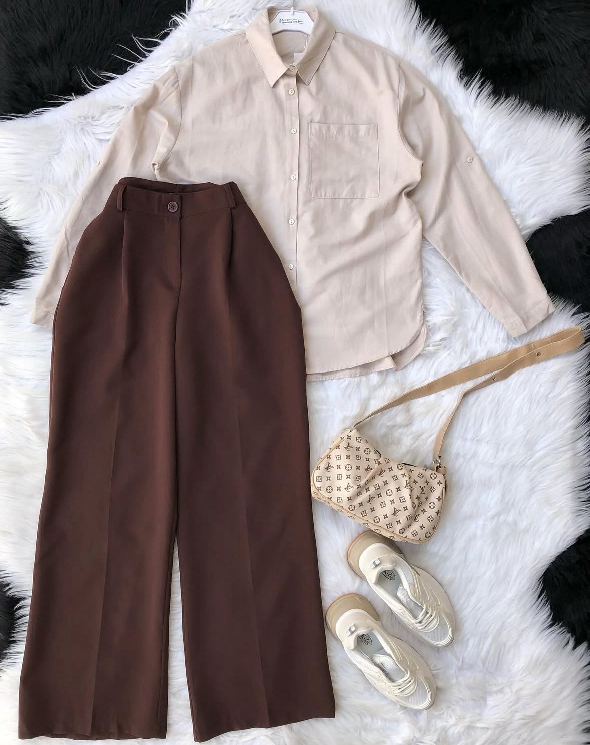 Button Down Shirt With Inner & Formal Wide Leg Pants