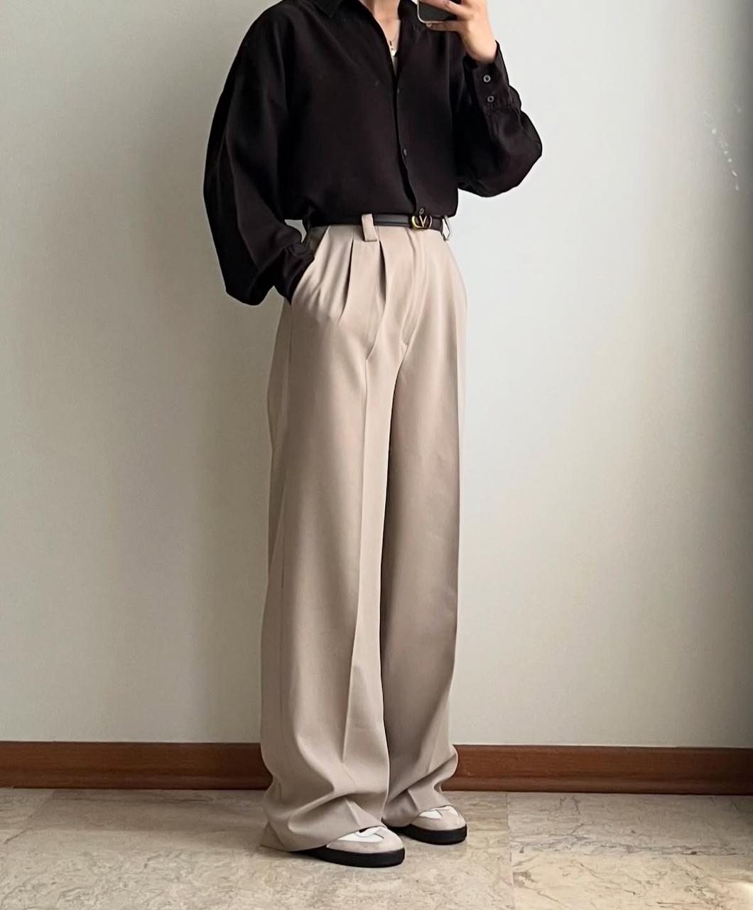 Button Down Shirt With Inner & Formal Wide Leg Pants