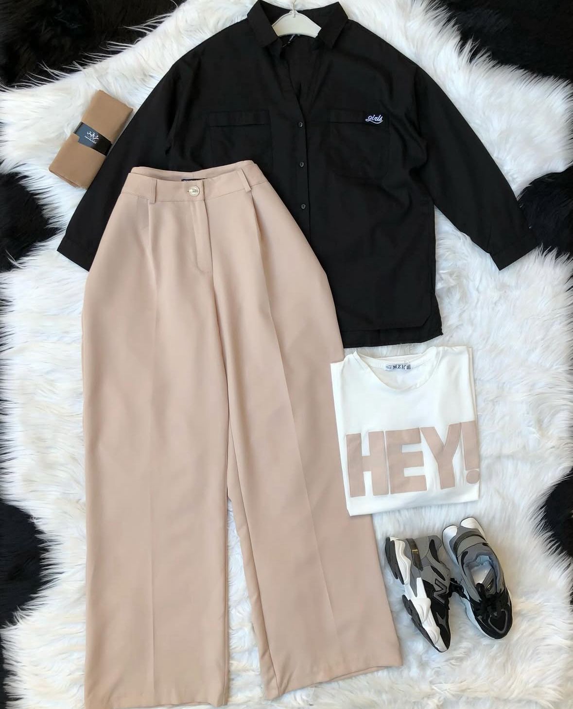 Button Down Shirt With Inner & Formal Wide Leg Pants