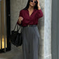 Button Down Shirt With Inner & Formal Wide Leg Pants