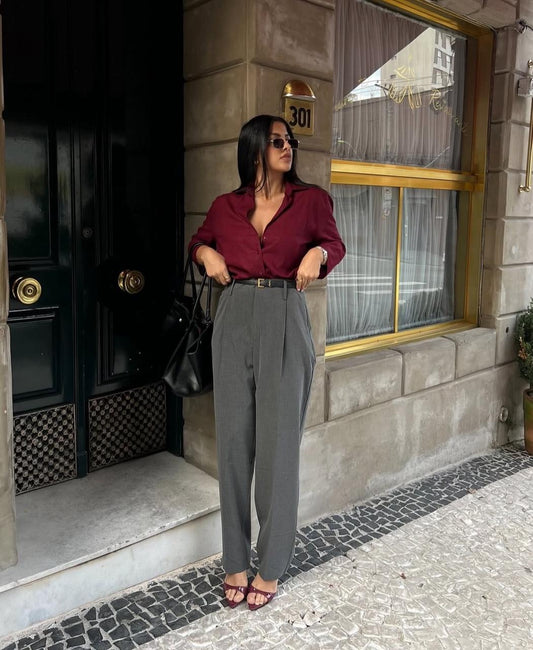Button Down Shirt With Inner & Formal Wide Leg Pants