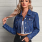 Navy Blue Crop Denim Jacket