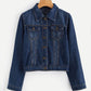Navy Blue Crop Denim Jacket