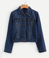 Navy Blue Crop Denim Jacket