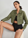 Green Crop Denim Jacket