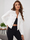 White Crop Denim Jacket