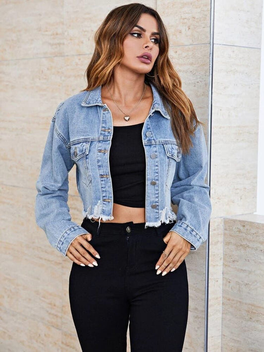 Blue Crop Denim Jacket