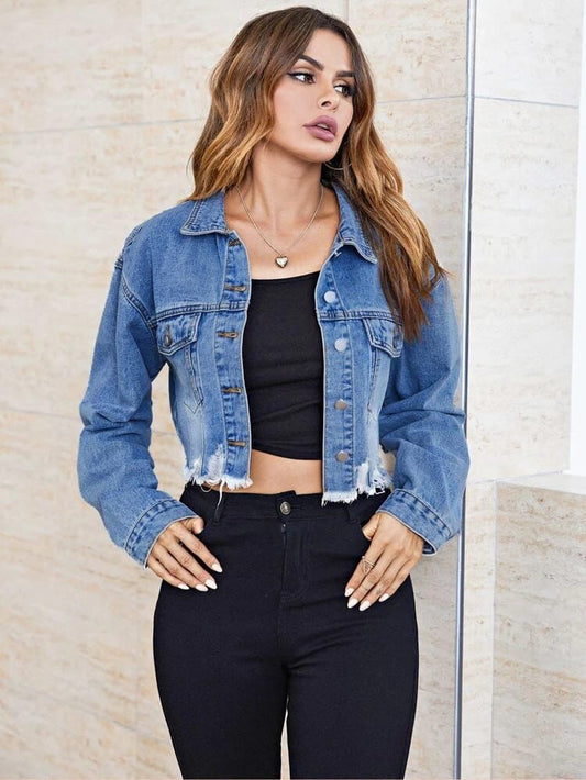MidBlue Crop Denim Jacket