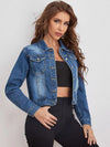 Midblue Crop Denim Jacket