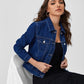 Dark Blue Crop Denim Jacket